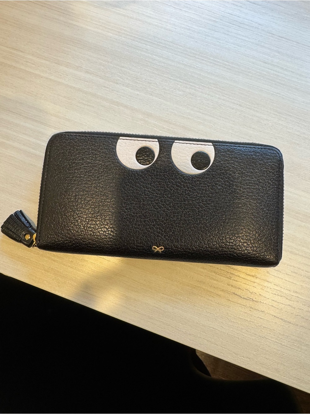 Anya Hindmarch Black Leather Large Zip Wallet